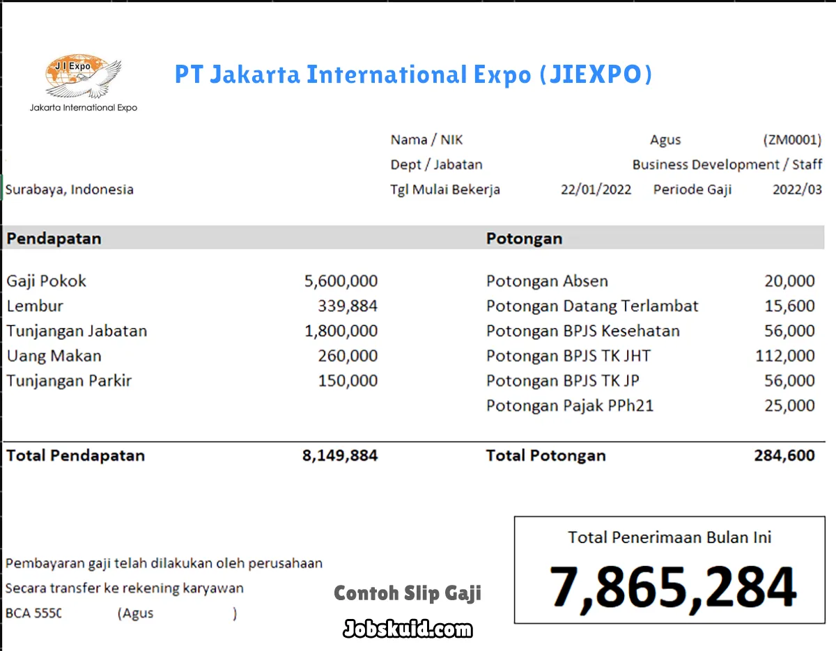 Slip Gaji PT Jakarta International Expo (JIEXPO) Slip Gaji PT Jakarta International Expo (JIEXPO)