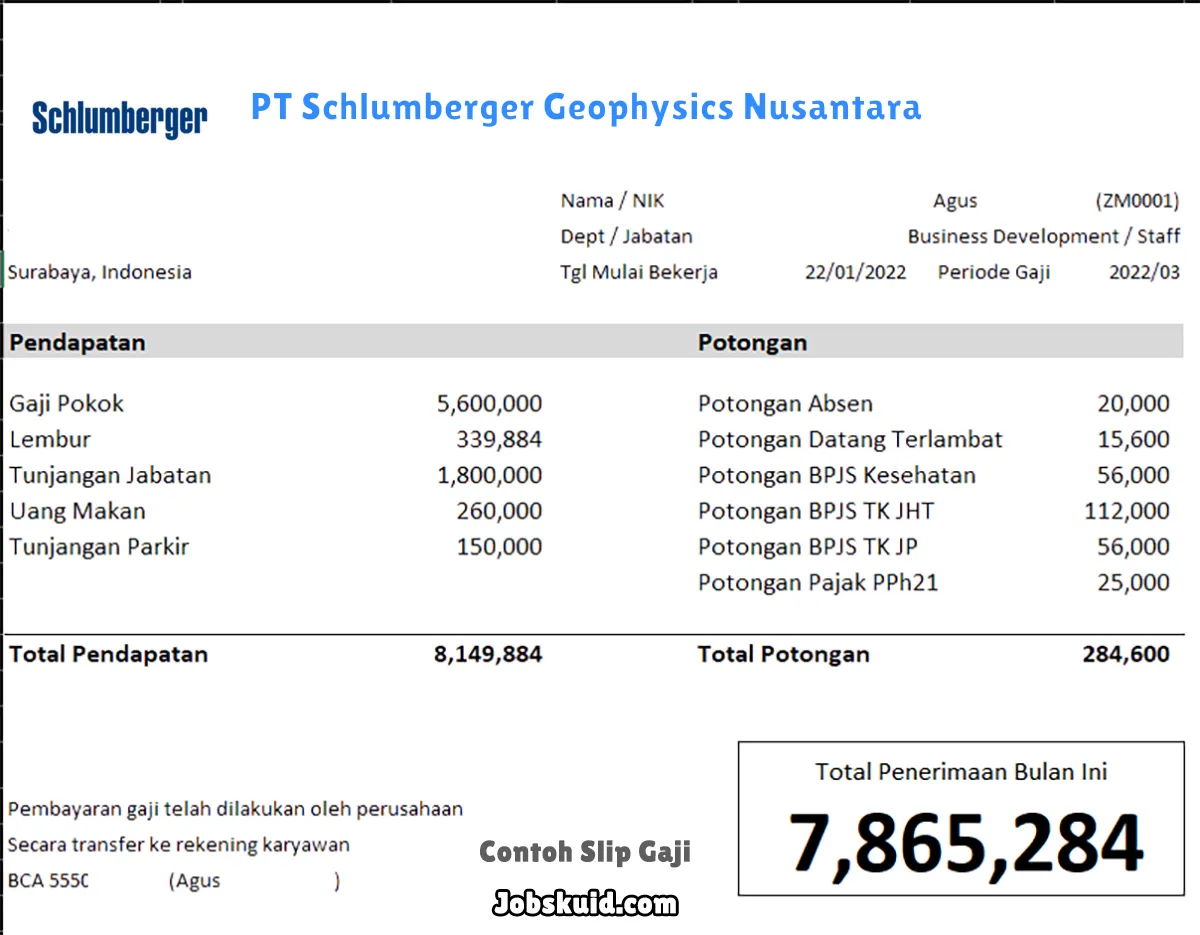 Slip Gaji PT Schlumberger Geophysics Nusantara Slip Gaji PT Schlumberger Geophysics Nusantara
