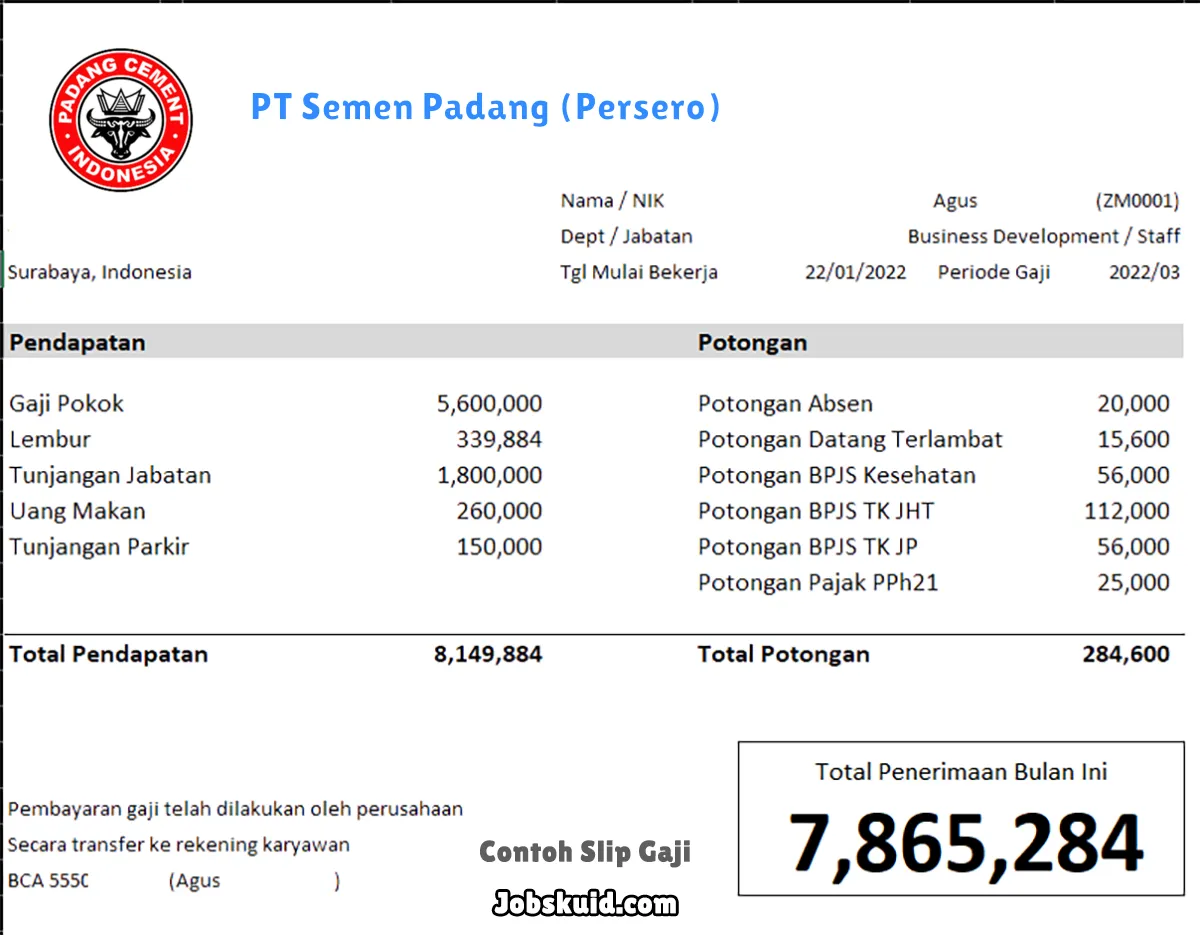 Slip Gaji PT Semen Padang (Persero) Slip Gaji PT Semen Padang (Persero)