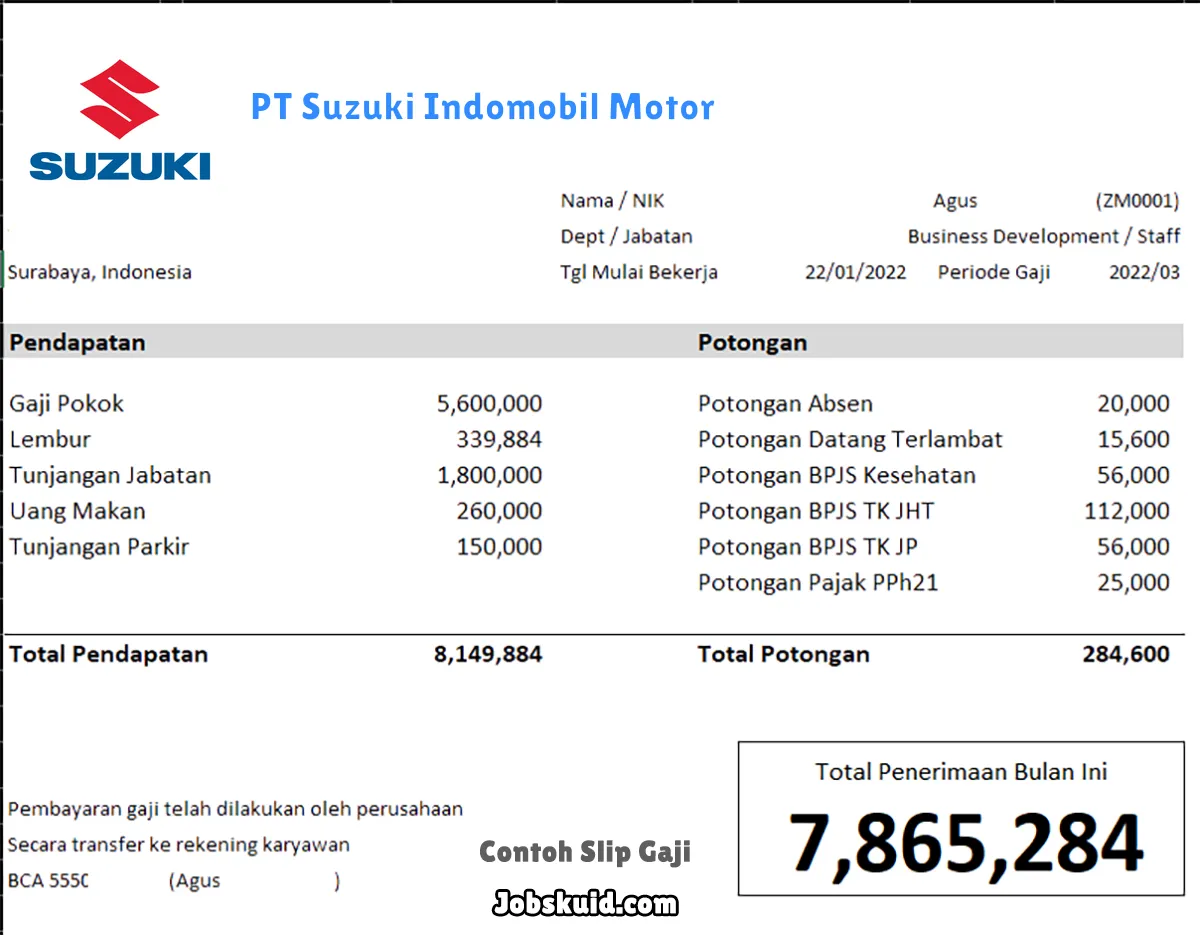 Slip Gaji PT Suzuki Indomobil Motor Slip Gaji PT Suzuki Indomobil Motor